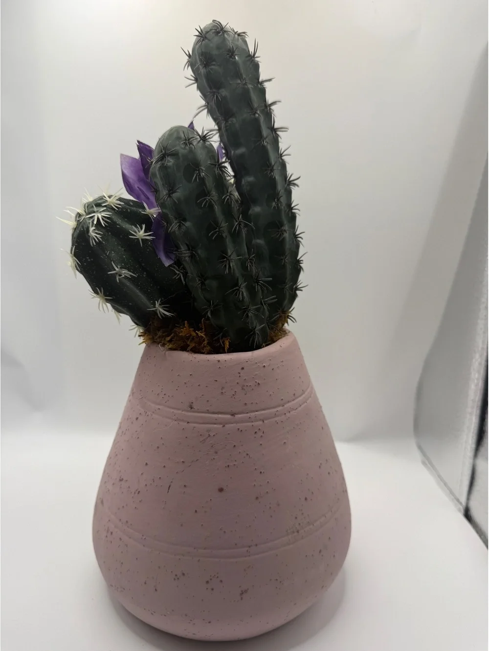 1980s Southwestern-style ceramic cactus planter artificial arrangement